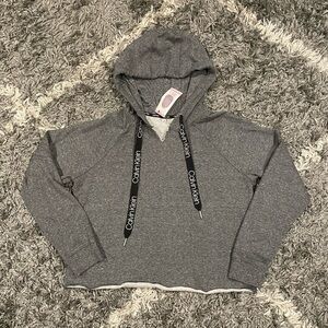 CALVIN KLEIN PERFORMANCE PULL OVER CROPPED HOODIE GRAY WOMENS SIZE SMALL